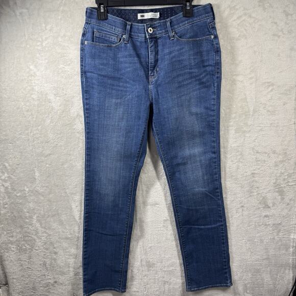 Levi's 525 Perfect Waist Straight Leg Jeans Womens 12 Blue Denim Stretch Zipper - Picture 2 of 14